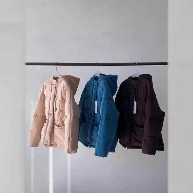 ERUME Dongda Gate 2023 Nieuwe Faion Thiened Winter Ganzendons Jaet Damesjas Capuchon Taille-Knipperende Ritssluiting Katoen