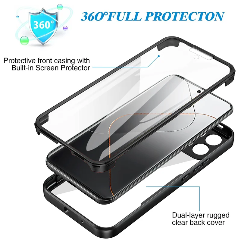 360 Full Body Shockproof Case For Xiaomi 10 Lite 11 11X 11T For Xiaomi 12 12X 13 13T 14 Pro Civi 2 Double Sided Silicone Cover