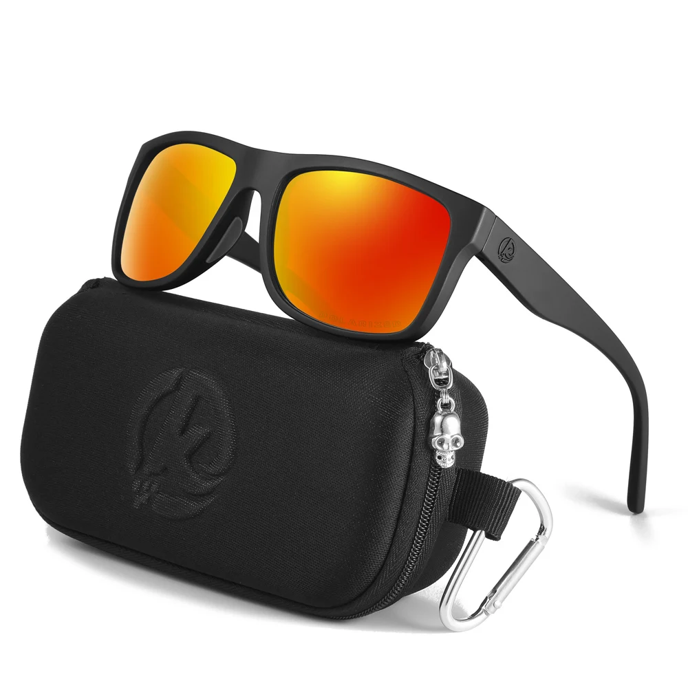 Kdeam polarisierte Sonnenbrille Männer Sport drei dimensionale Marke Logo tr90 quadratische Sonnenbrille ganz schwarz mit Reiß verschluss Fall kd0721 – Detail 15