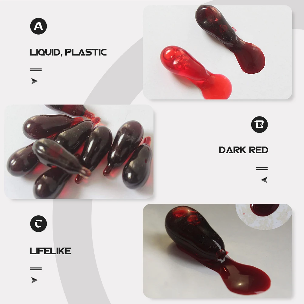

20 Pcs Artificial Blood Pill Halloween Party Supplies Fake Body Parts Washable Capsules Props Plastic Mouth Kit