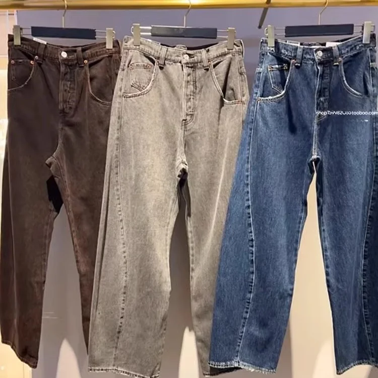 

High Waist Wide Leg Denim Jeans Women's Casual Style Pure Color Versatile Autumn 2024 New Arrival by Baozhen