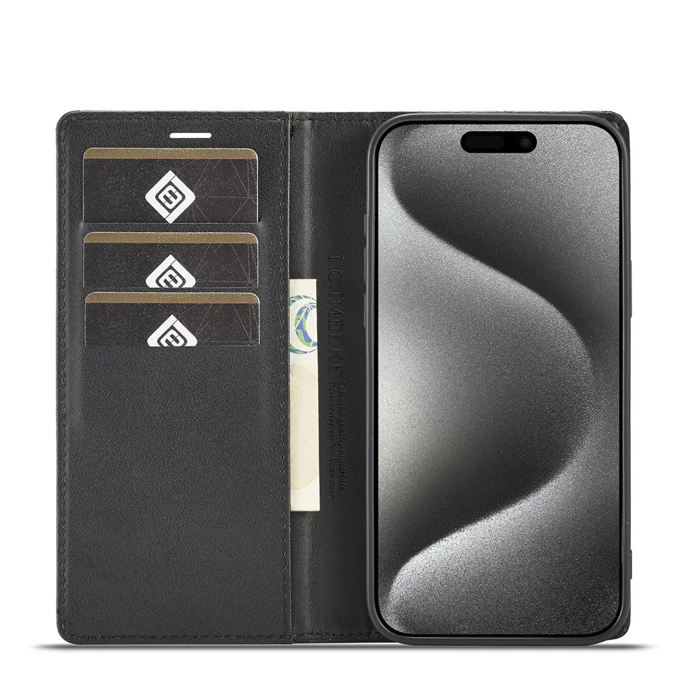 Carbon Fiber PU Leather Case for iPhone 15 16 Pro 14 13 12 11 XS Max XR 8 7 Plus SE 2022 Mini Wallet Card Slot Flip Phone Cover