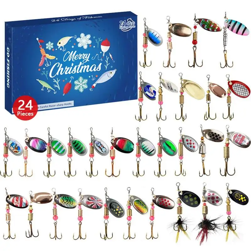 Fishing Advent Calendar, Christmas Countdown Advent Calendar Fishing, Fishing Advent Calendar 24 Days Fishing Lure Set For Dad