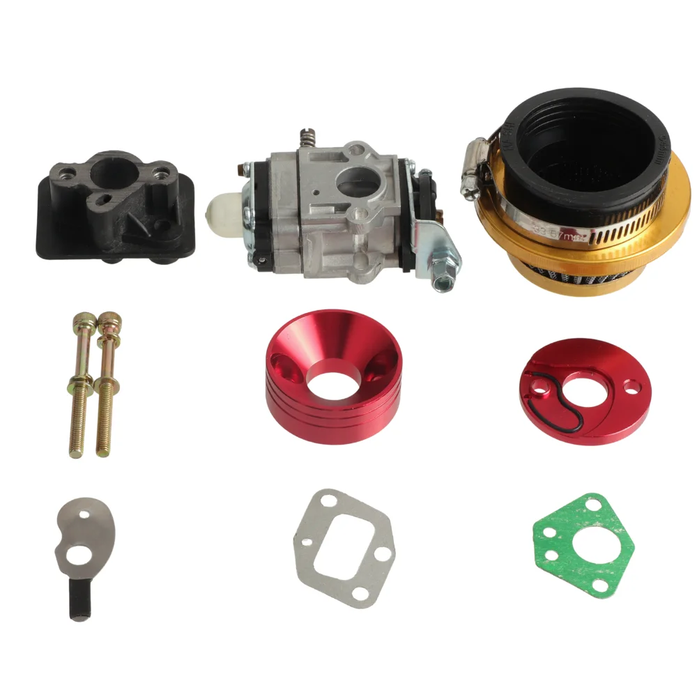 15mm Carburetor +44mm Air Filter + Alloy Stack Kit For 2 Stroke 33cc 43cc 49cc Engine Parts Gas Scooter Goped EVO Replacement view 6