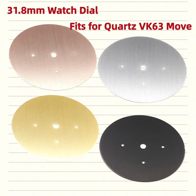 318mm-vk63-3針式文字盤、ブラック、シルバー、ゴールド。vk63クォーツムーブメントに適合。