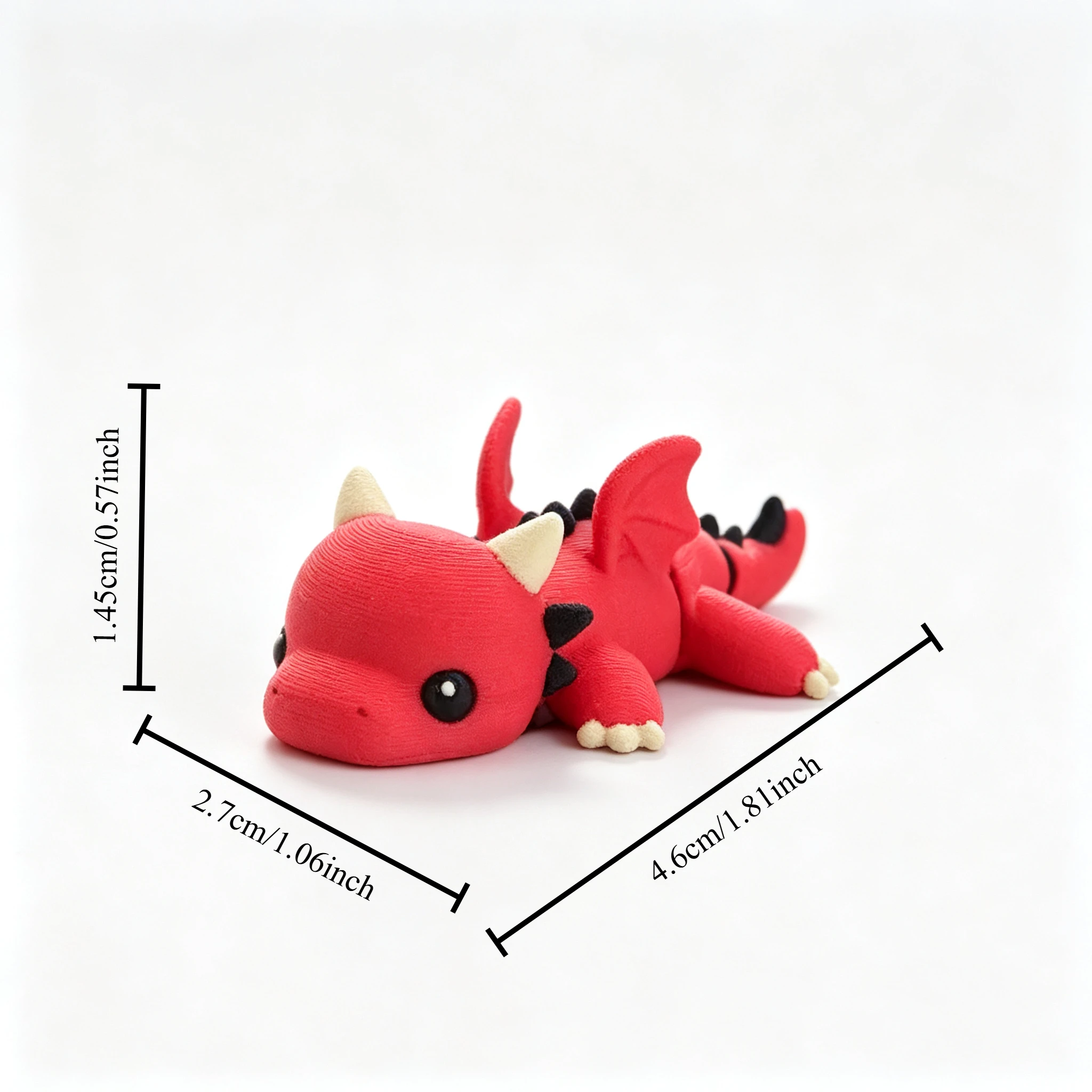 Mini Posable Red Dragon Figurine – Small Dragon Statue with Bendable Wings – Desktop Micro-Landscape Ornament