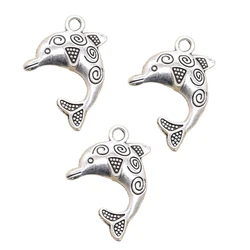 10pcs Charms Dolphin 24x30mm Antique Pendant Fit Vintage Tibetan Silver Color DIY Handmade Jewelry
