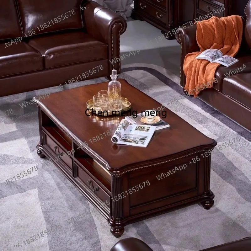 

K153 American rural solid wood classic, coffee table living room storage tea table, large apartment coffee table complete