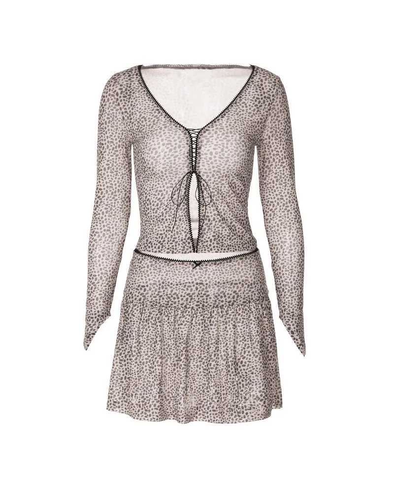 Europa y Estados Unidos, novedad de verano para mujer, falda envolvente en el pecho con empalme de manga larga, traje de ocio de moda de dos piezas