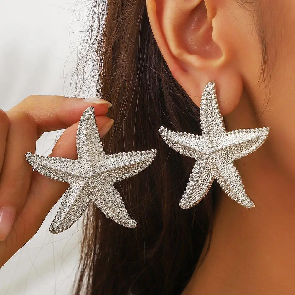 Fashion Summer Golden Starfish Earrings For Woman Holiday Party Bohemian Jewelry Accessories For Women