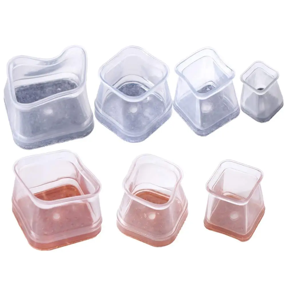 Floor Protectors Chair Leg Cover Non-Slip Reduce Noise Chair Feet Cover Square Thickened Silicone Leg Caps Feet Cap Bottom