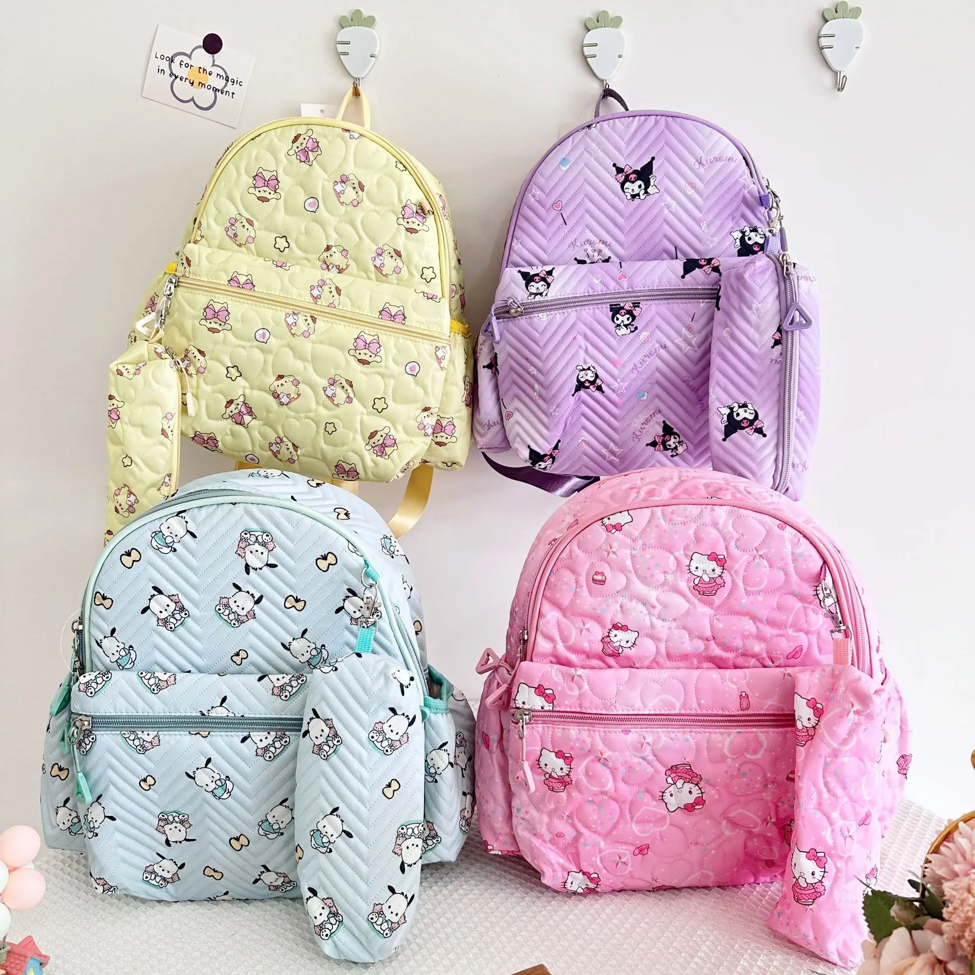 

2Pcs/set Sanrio Hello Kitty Children's Bags Cartoon Cute Boys and Girls Burden Reduction Kindergarten Backpack Children Backpack