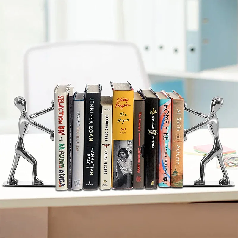 Bookends Book Decorative Bookendshelves Stopper Bookshelf Ends Decor Metal Desktop Cable Extension Headphone Books Stand Holder