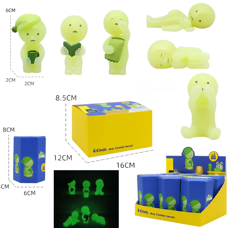 アニメフィギュアスミスキー複数シリーズ夜光グリーン人形ブラインドミステリーボックスアクションフィギュア装飾デスクトップモデルおもちゃギフト