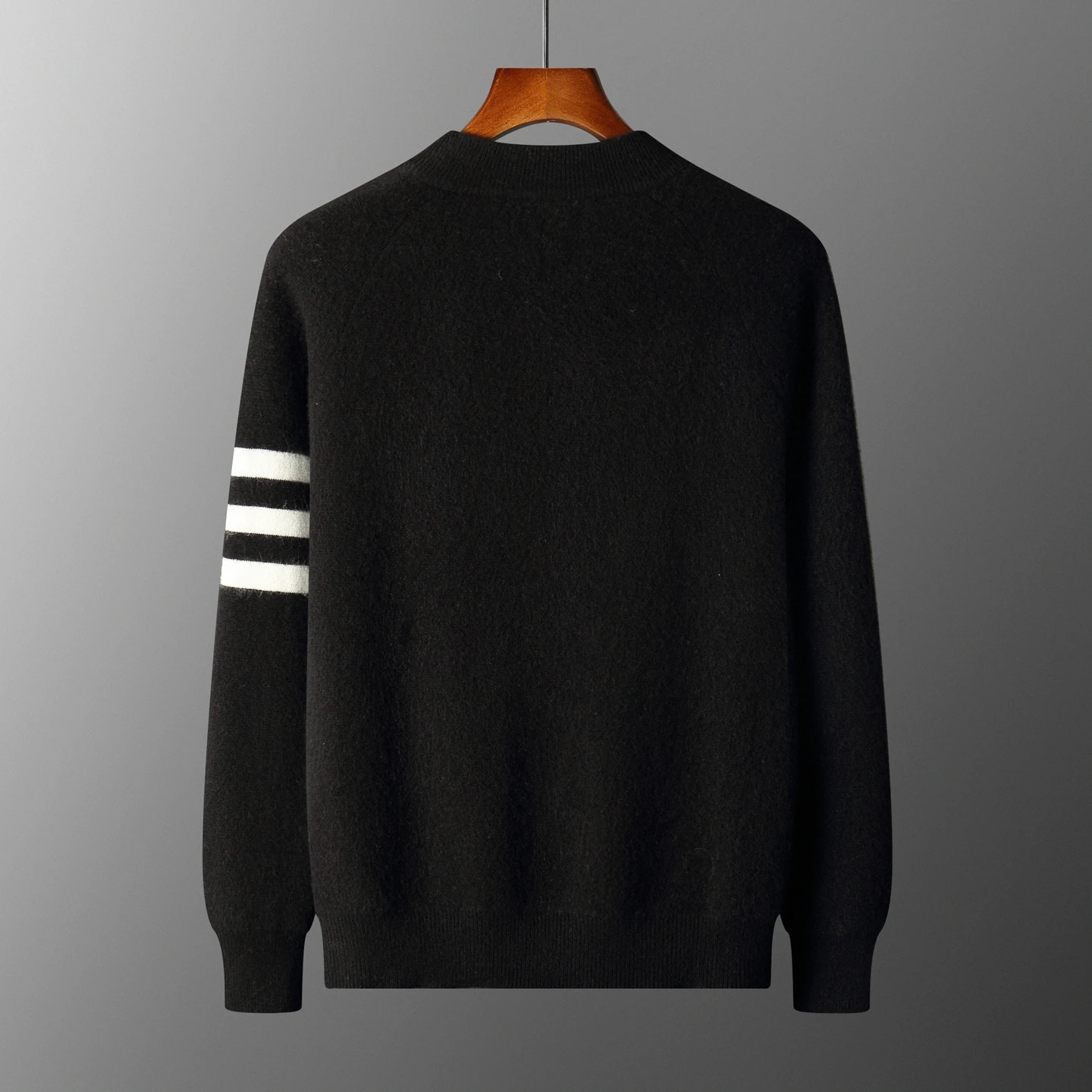 New Produ Men's Coat 100% Merino Wool Knitted Half High Collar Zipper Open Collar Autumn/Winter Thick Warm Jacket Casual Sweater