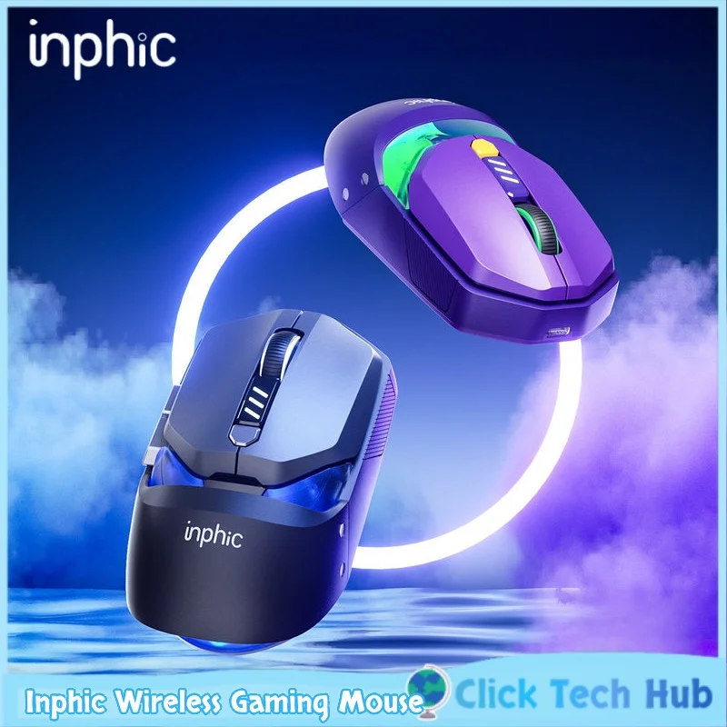Inphic Wireless Gaming Mouse Tri Mode Bluetooth Wired RGB Lighting Macro Enabled Ergonomic For Laptop Desktop Esports Gamers