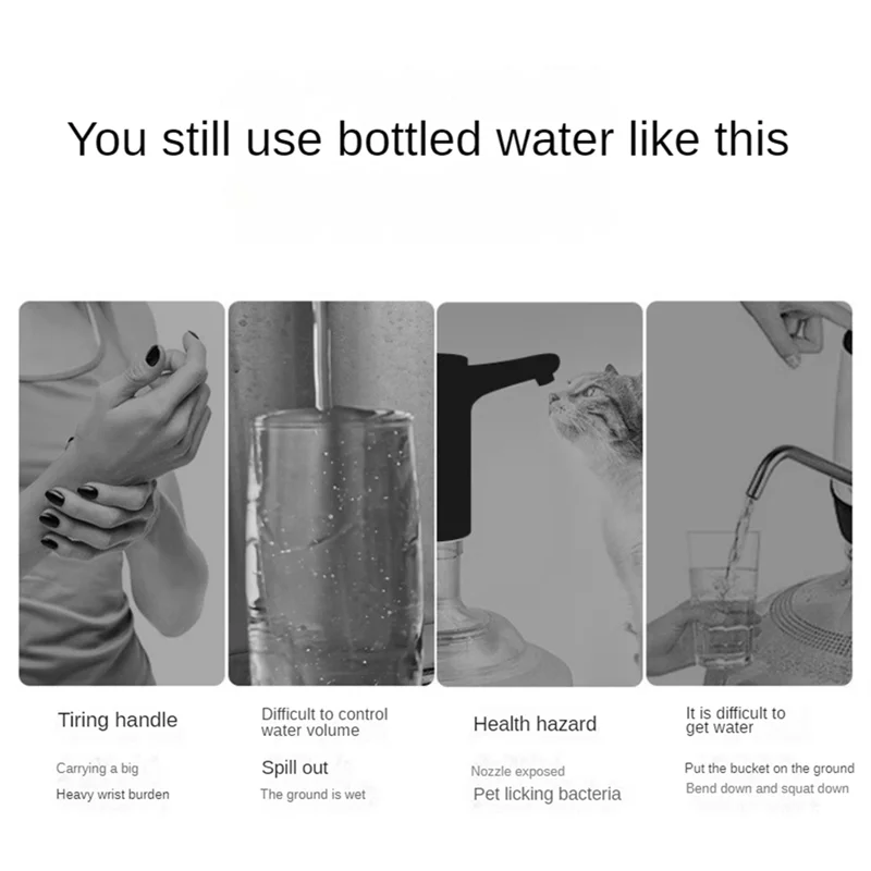 

A94E-Портативный интеллектуальный настольный электрический диспенсер для воды, бутылочный галлонный насос, USB автоматическая машина для питьевой воды, черный
