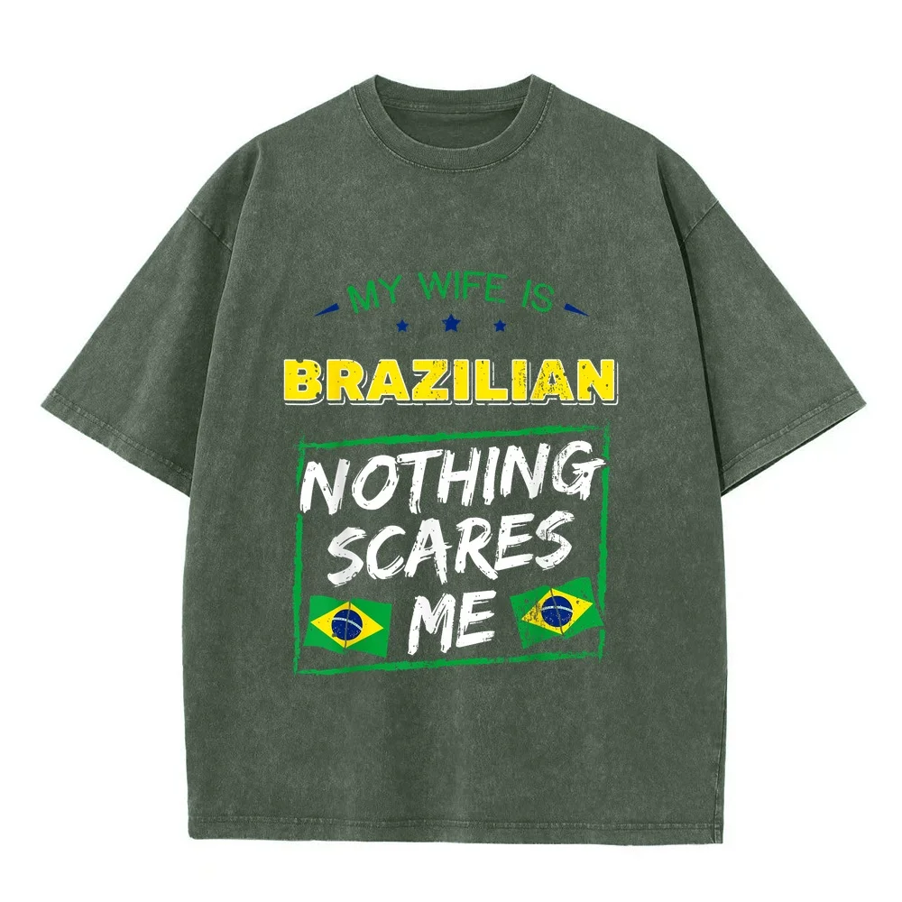 My Wife Is Brazilian Brazil Heritage Roots Flag Pride Short Sleeve T-Shirt T Shirt Heren Футболка Shirts Męski Humor Graphic