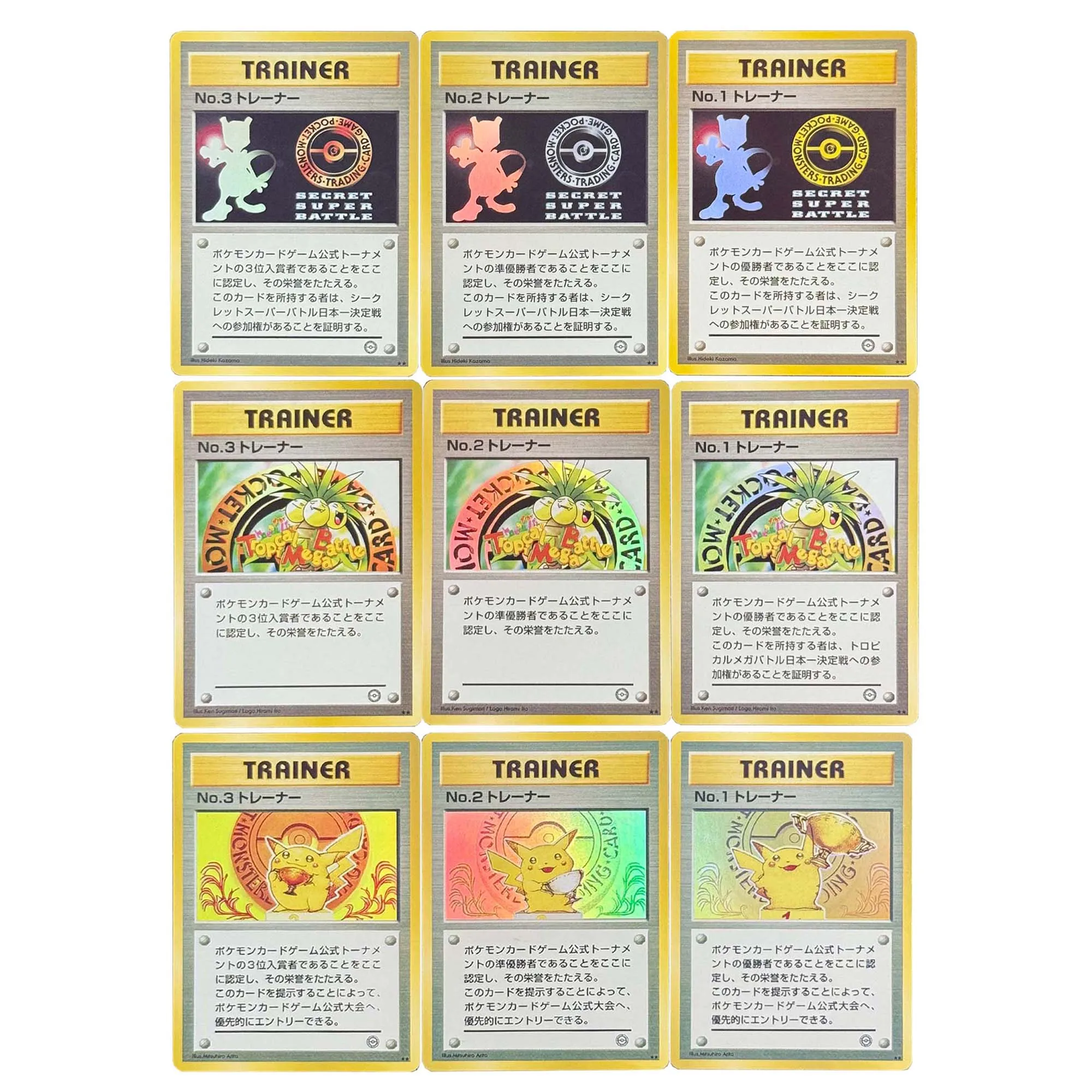

3 шт./компл., 3 модели, Diy Ptcg, трофей первого поколения, медали, коллекционная карта, цветная флэш-карта Ptcg Mewtwo, аниме-карта, подарочные игрушки