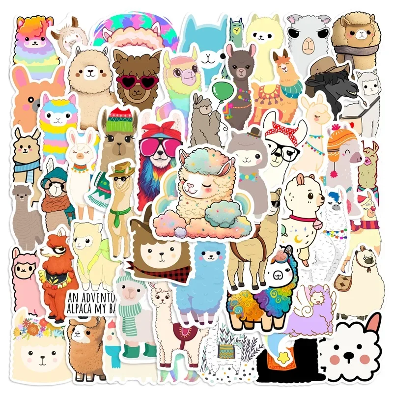 10/30/50PCS Cute Alpaca PVC Sticker Aesthetic Decoration Scrapbooking Sketchbook Korean Stationery School Supplies for Kids