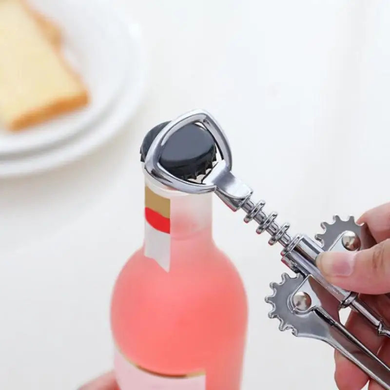 1pc Wine Bottle Opener 2-in-1 Stainless Steel Bottle  Can Spiral Corkscrew Beer Bottle Opening Tool Kitchen Accessories