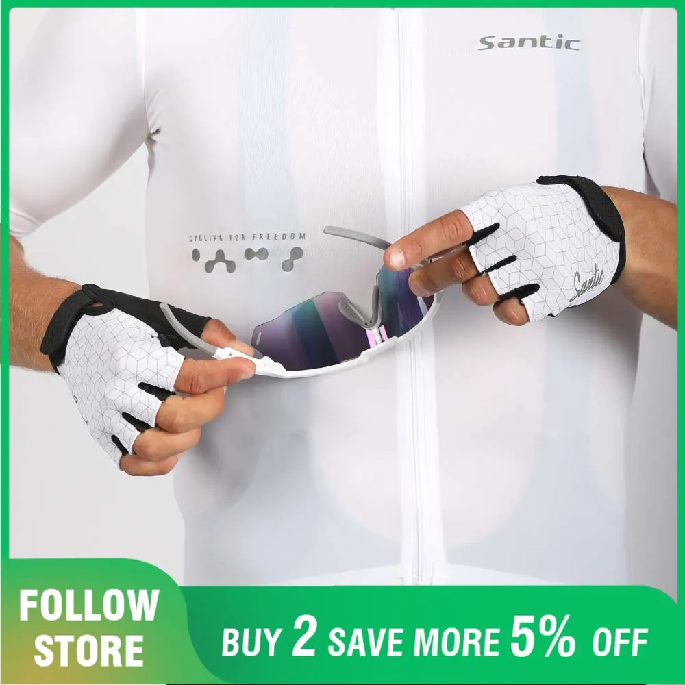 

Santic Cycling Gloves Pro MTB Road Half Finger Bicycle Gloves Adjustable Unisex Gym Sports Training Mitten Breathable Shockproof