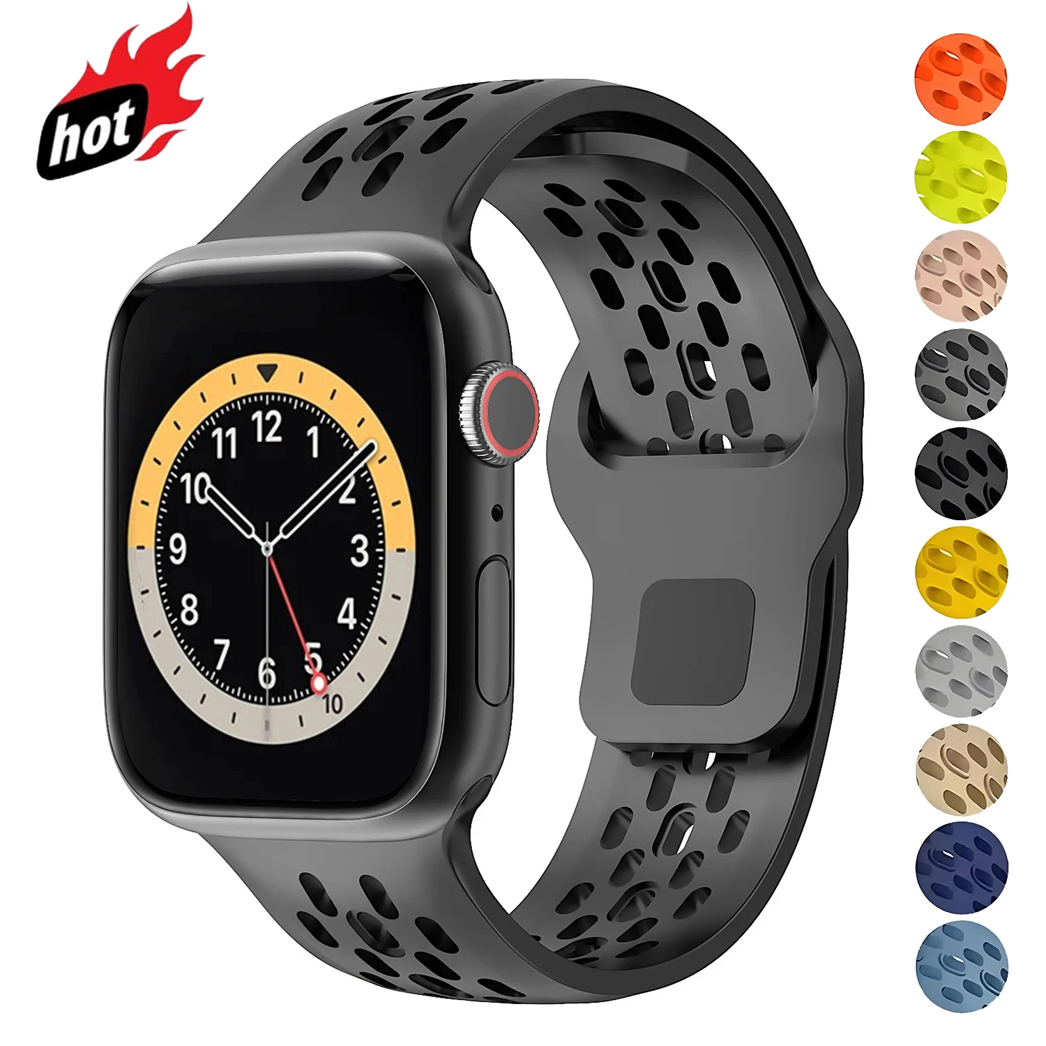 Silikonband für Apple Watch Armband 45 mm 41 mm 44 mm 49 mm 40 mm 42 mm 46 mm Armband Correa iWatch Serie 11 10 9 8 7 6 5 4 SE Ultra