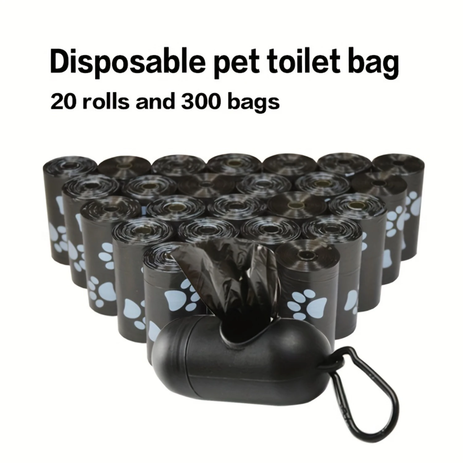 20-Pack Ultra-Leakproof Paw Print Dog Poop Bags - Heavy-Duty & Durable, 300 Bags/Roll - Convenient Dispenser Box Included - Prem