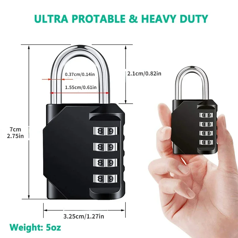 Outdoor Security Combination Padlock, 1Pc Heavy‑Duty Waterproof 4‑Digit Resettable Password Lock for Gate Locker - view 6