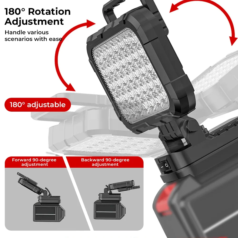 

Power Tool Parts for Makita for Milwaukee for Dewalt 18V Lithium Battery LED Work Lights Lamp Hand Lantern Spotlight USB Charger