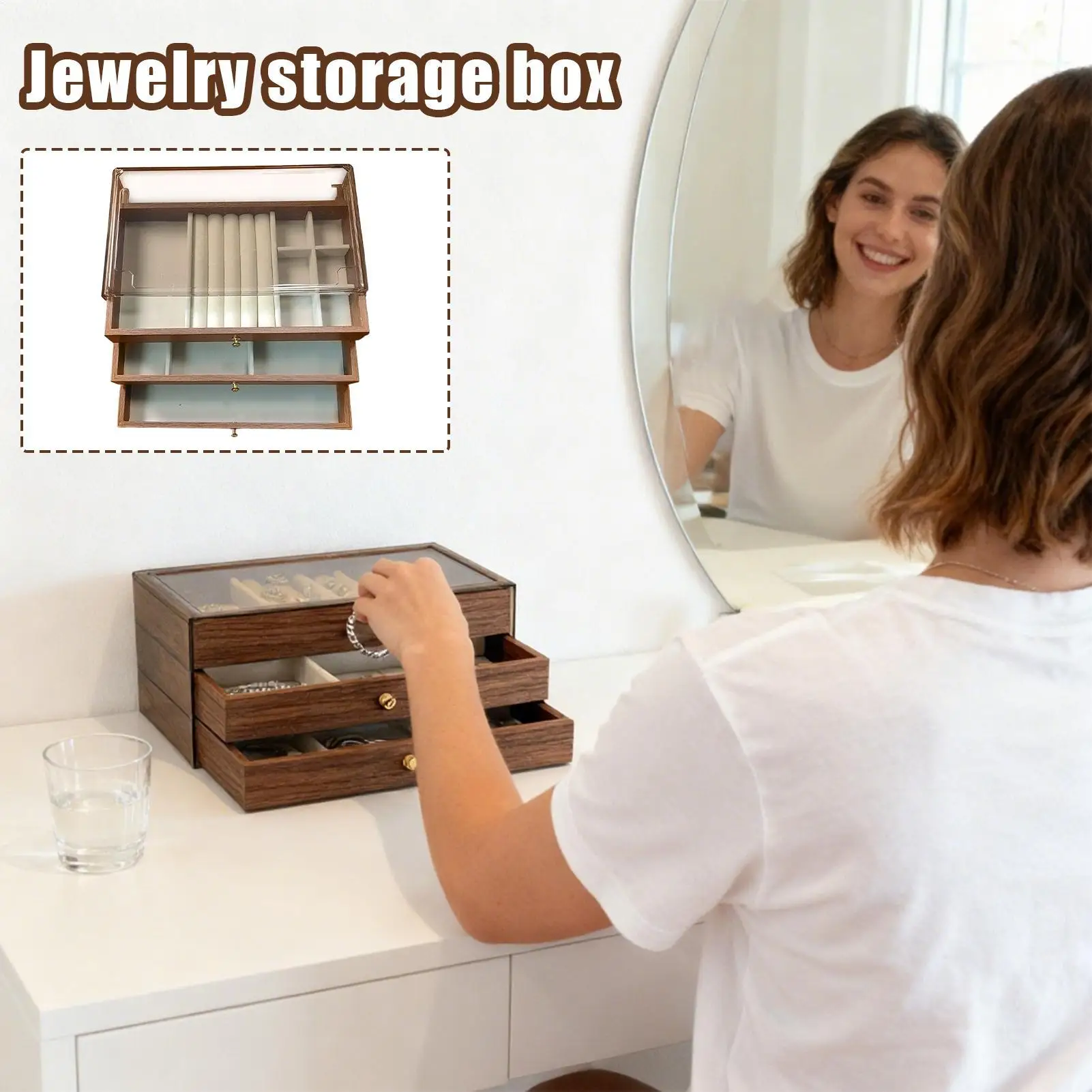 

Шкатулки для драгоценностей для женщин, лоток для браслетов с колецами и отделениями, органайзер для хранения ювелирных изделий для женщин, мам и девочек, домашний шкаф