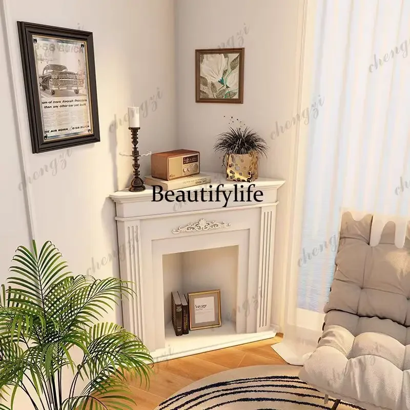 a95 French all-solid wood triangular fireplace decorative cabinet, living room wall corner entrance cabinet, American corner wal