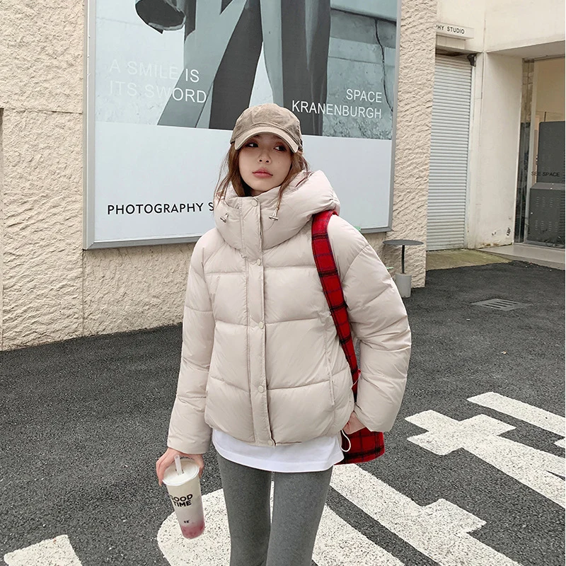 

Winter Women Down Cotton Parkas Jacket Korean Casual Lightweight Hooded Cotton Coats Woman Fashion Loose Warm Zipper Outerwear