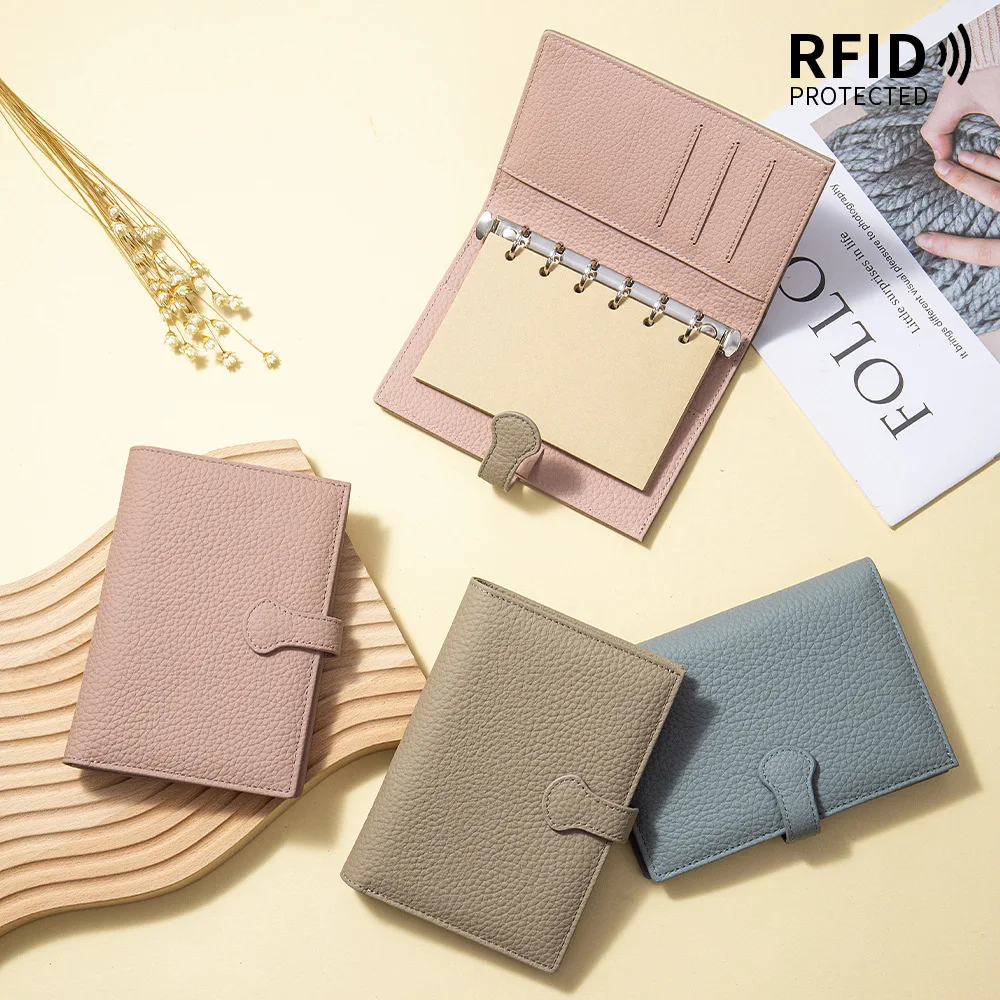 

New Leather Passport Holders with A7 Double Ring Hand Account,Creative Travel Wallets with Detachable Diary Loose-leaf Notebook