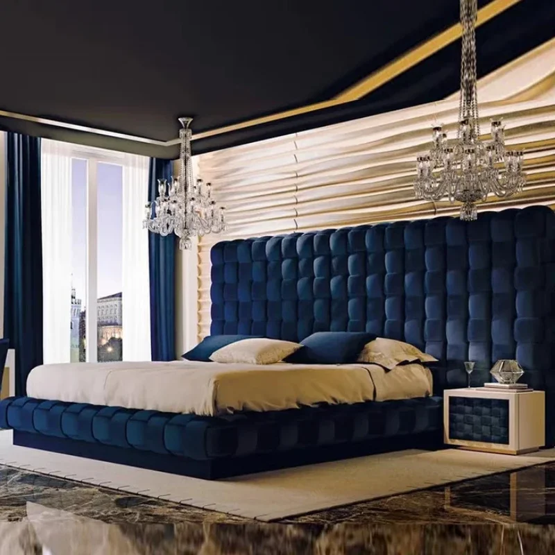 

Italian Designer Double Bed House Queen Size Fabric Modern 180X200cm Bedroom Beds Headboards Adults Hotel Cama Home Furniture