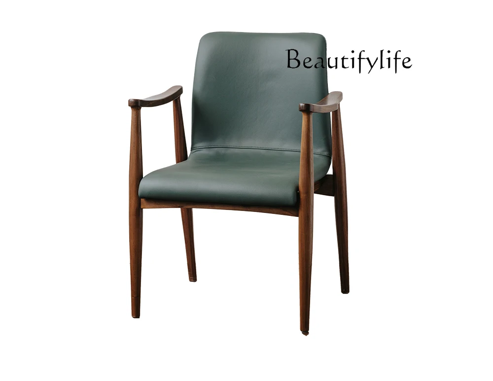 

North American black walnut dining chair Nordic home backrest solid wood armrest designer high sense