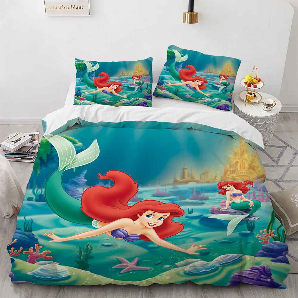 Disney Princess 3D stampato poliestere montato panno da letto Dust Dense Home Decor camera da letto Set biancheria da letto copriletto per bambini