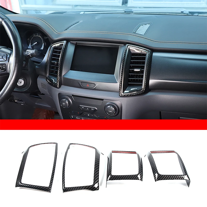 

For Ford Ranger / Everest 2015-21 Car Central Control Dashboard Air Outlet Vent Frame Trim ABS Carbon Fiber Interior Accessories