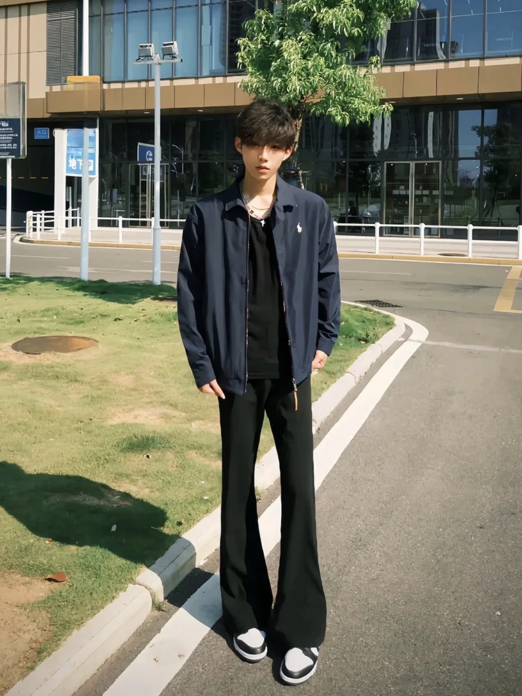 

American High Street Straight Leg Non-Matching Men's Jeans Extended Waist Tall Size Autumn Season Straight Blade Pants