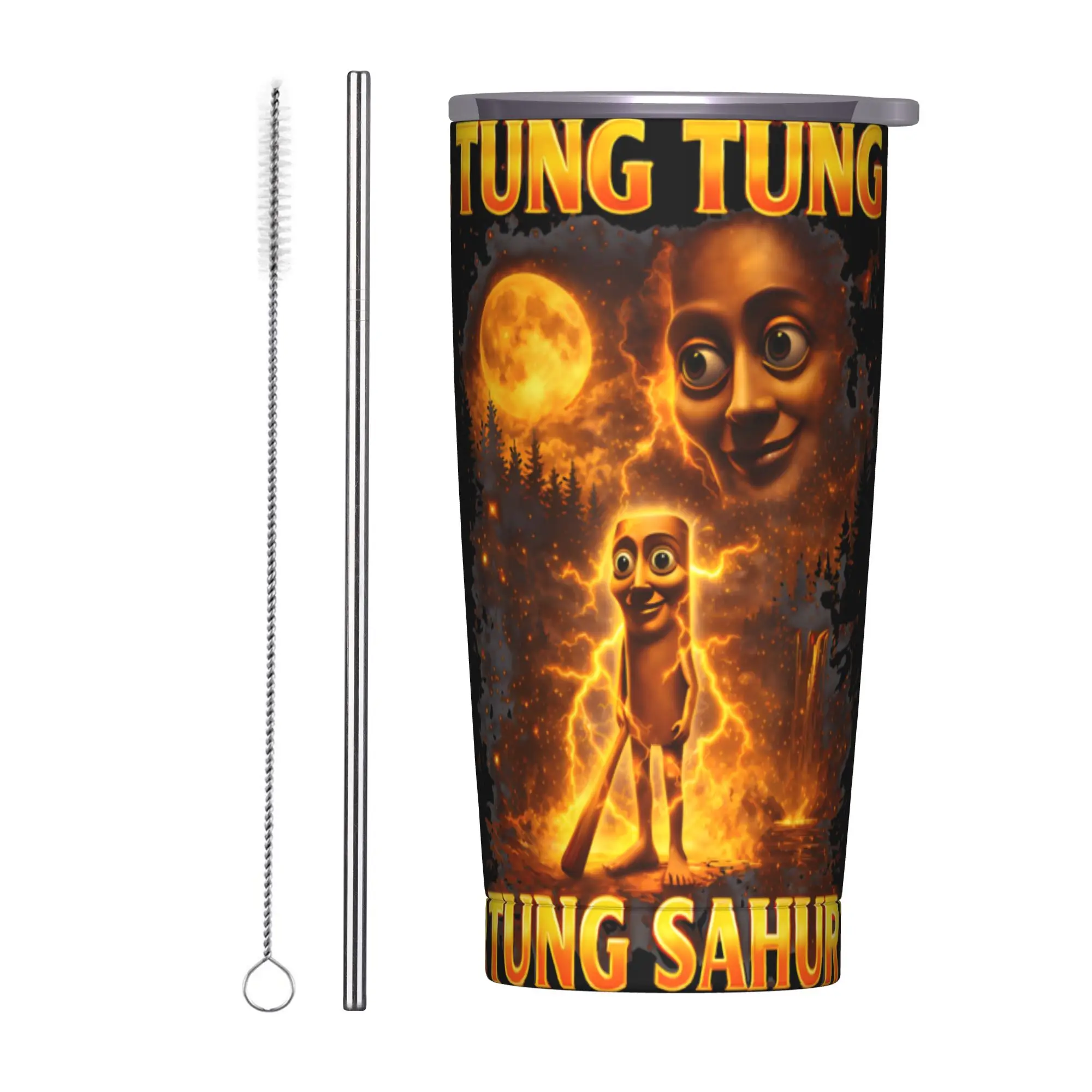 Italian Brainrot Meme Tung Tung Tung Sahur Tumbler Vacuum Insulated  Coffee Cups Stainless Steel Car Mug Water Bottle, 20oz