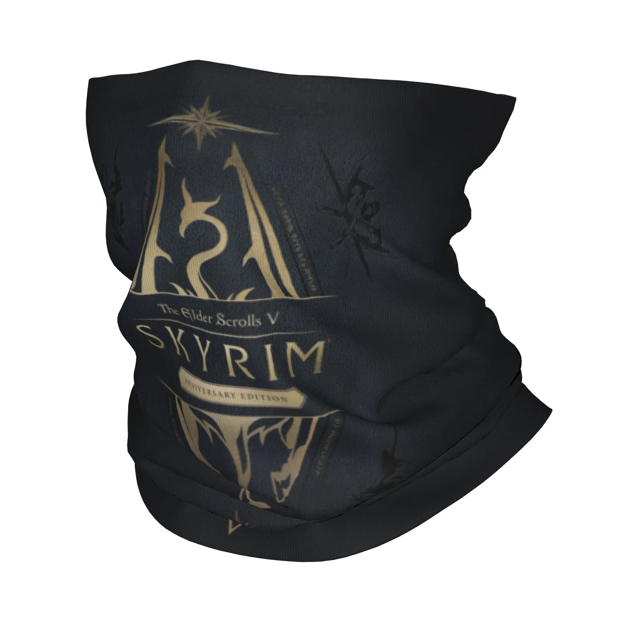 Custom Skyrim Logo Bandana Winter Neck Warmer Men Windproof Wrap Face Scarf for Hiking Video Game Gift Gaiter Headband
