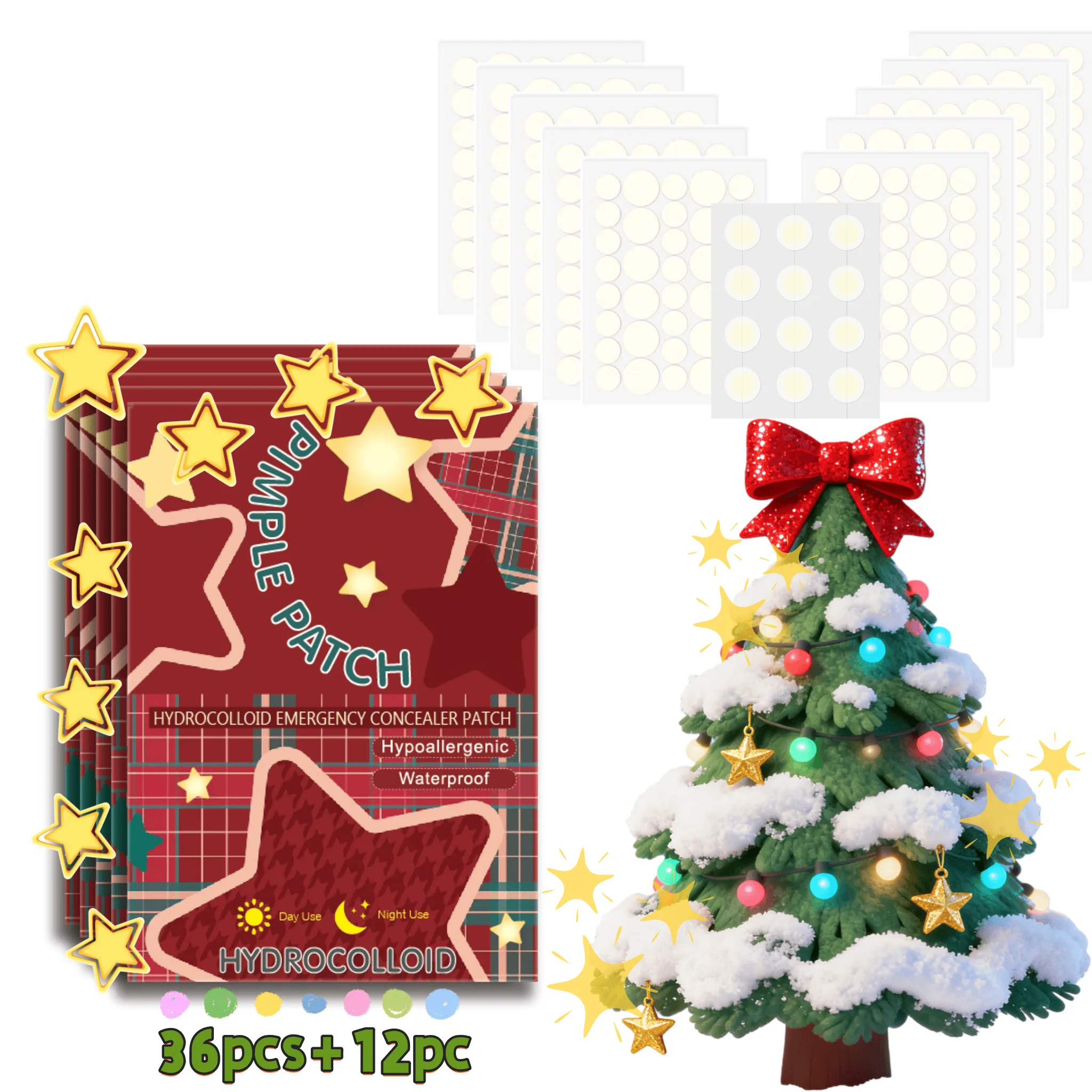 Natal limitado! 40 Patches hidrocolóides para acne – invisíveis e à prova d'água para o dia, adequados para a pele e suaves, adequados para todos.