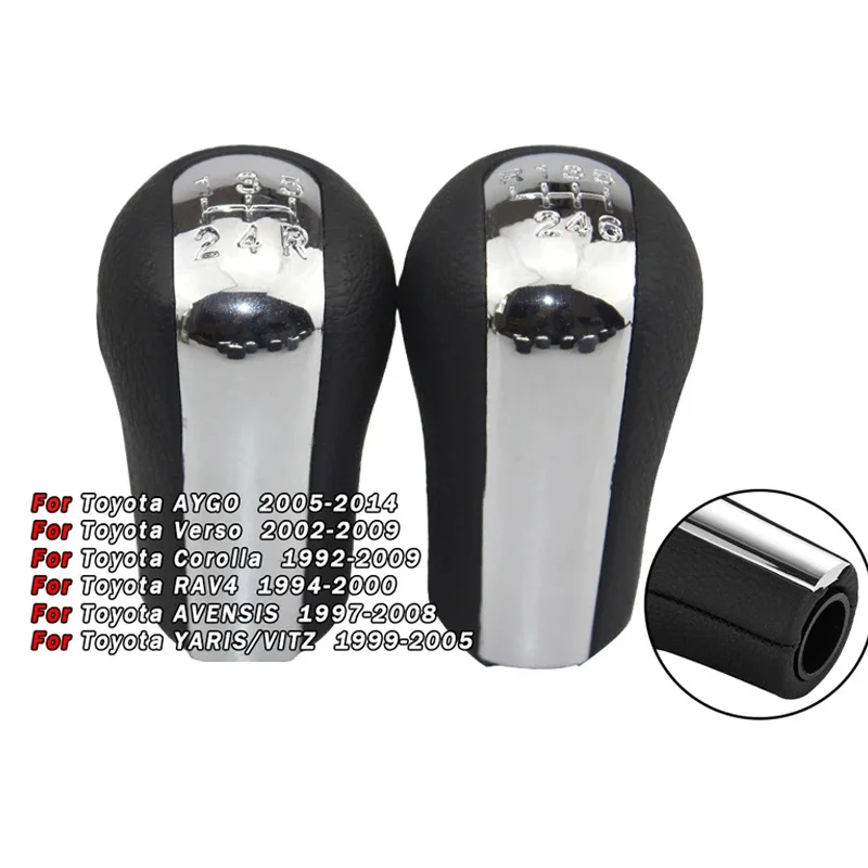 

5/6 Speed Plated Black Leather Gear Shift Knob for Toyota Corolla - Car Transmission Shifter Handle, Durable Auto Accessories