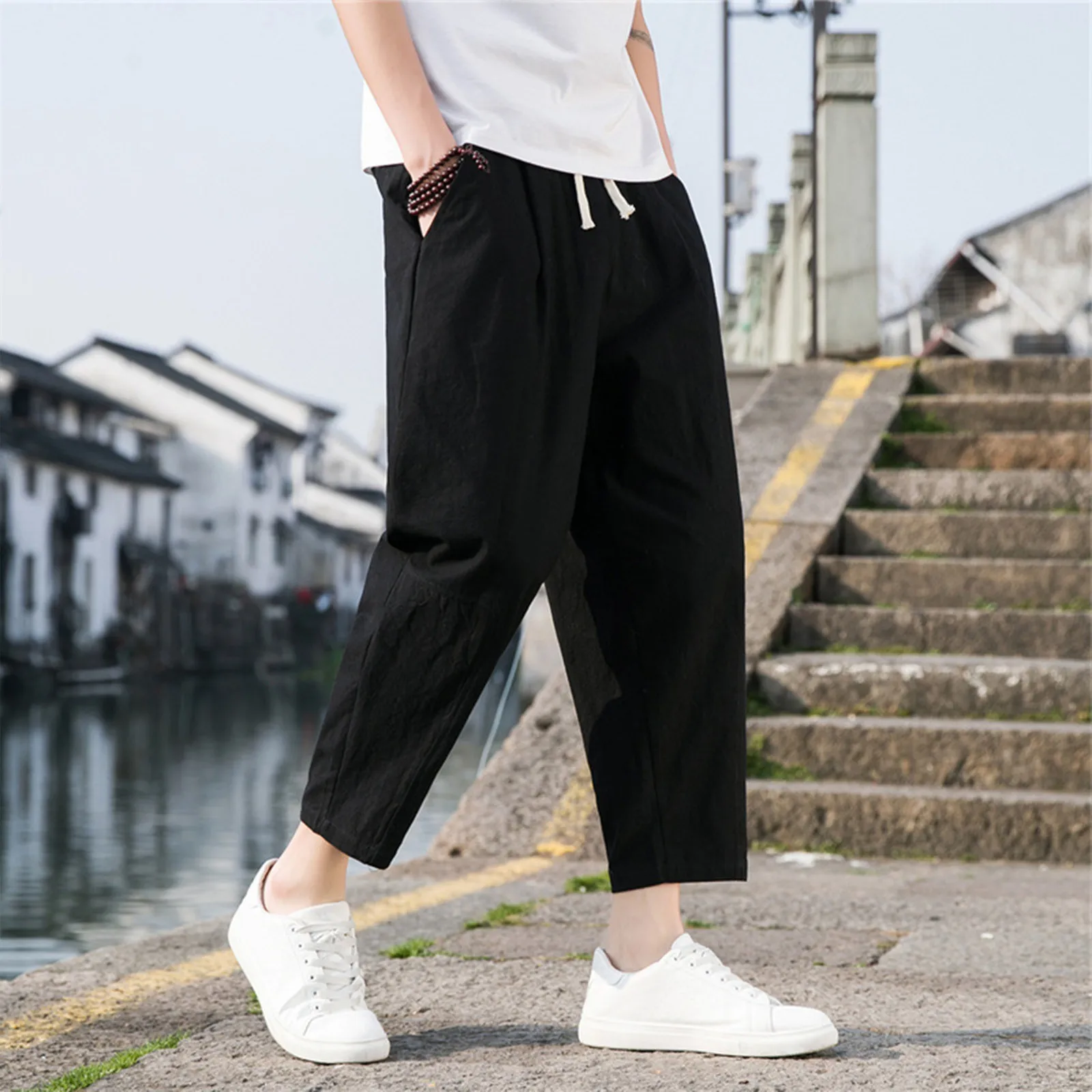 

Korean Fashions Cotton Linen Thin Soft Joggers Pants Casual Pants Breathable Sweatpants Japanese Streetwear Trousers