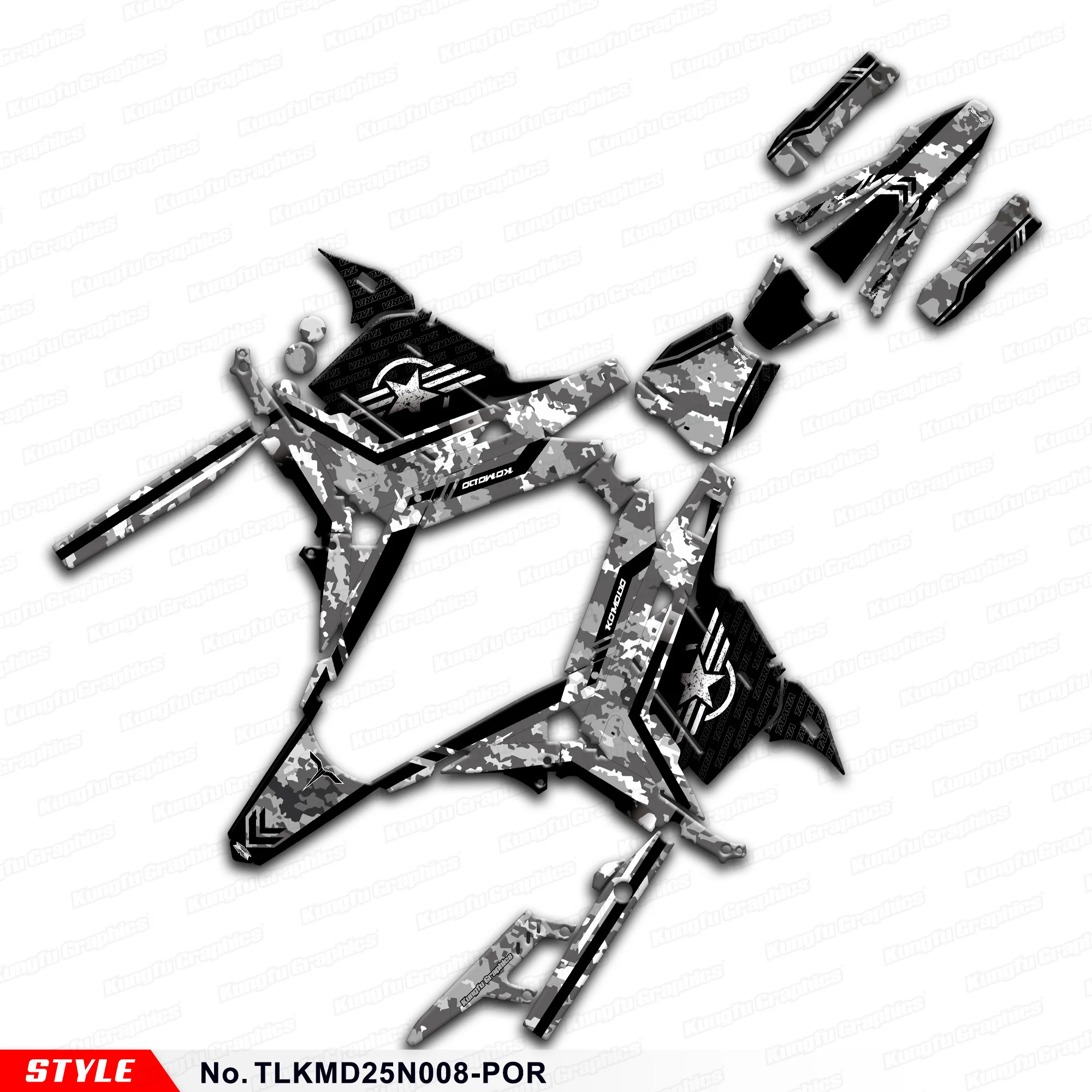 

JY RACING Personalized Stickers Complete Adhesive Decals for TALARIA KOMODO, Decorative, Style No.TLKMD25N008-POR