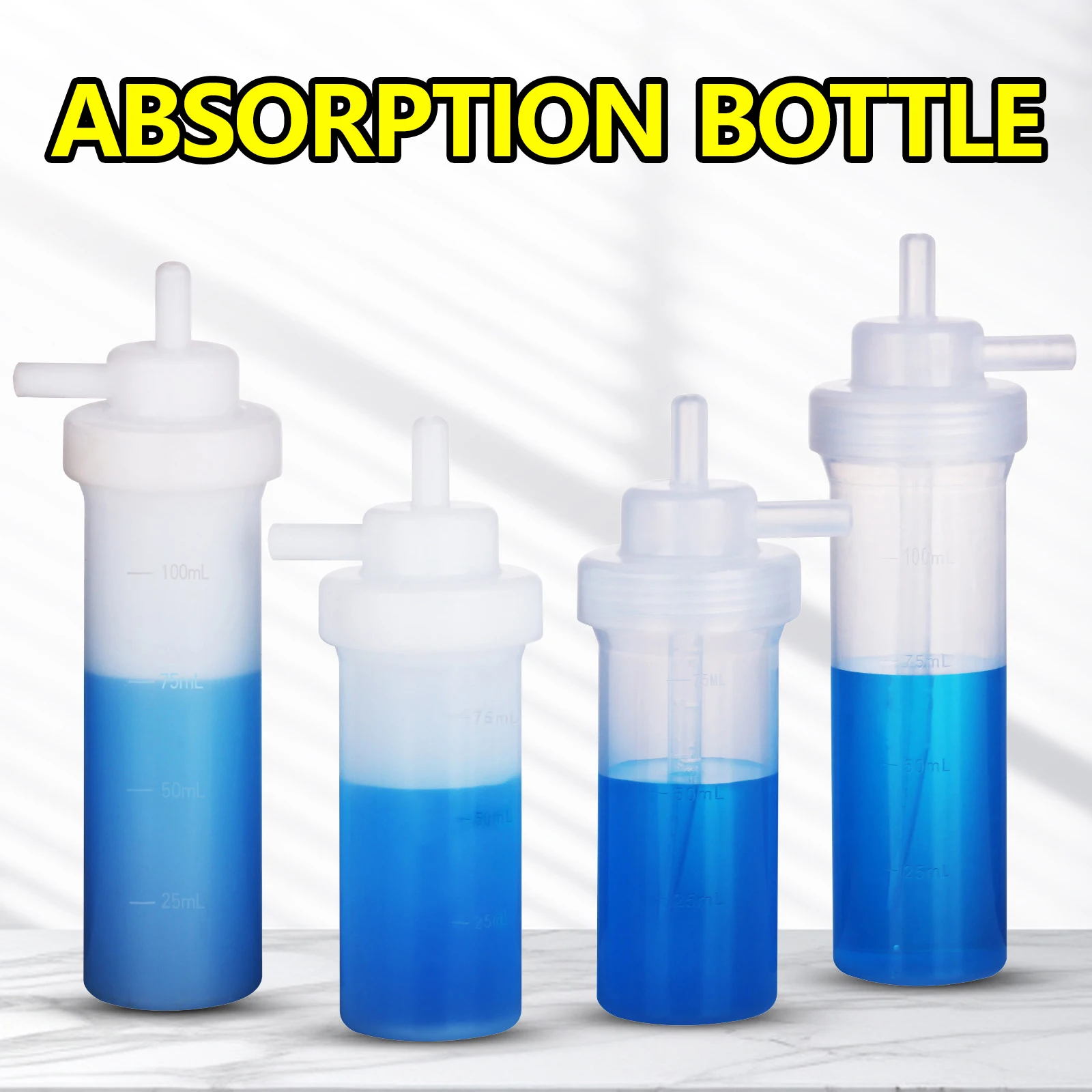 plastic absorption bottle 75ml 100ml threaded bottle mouth PP/HDPE bubble absorption tube