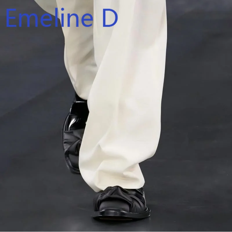 Bow Tie Tied Chelsea Boots Fashionable Retro Silk Shiny Leather Splicing Side Zipper Design Simple Style Mid Heel Short Boots