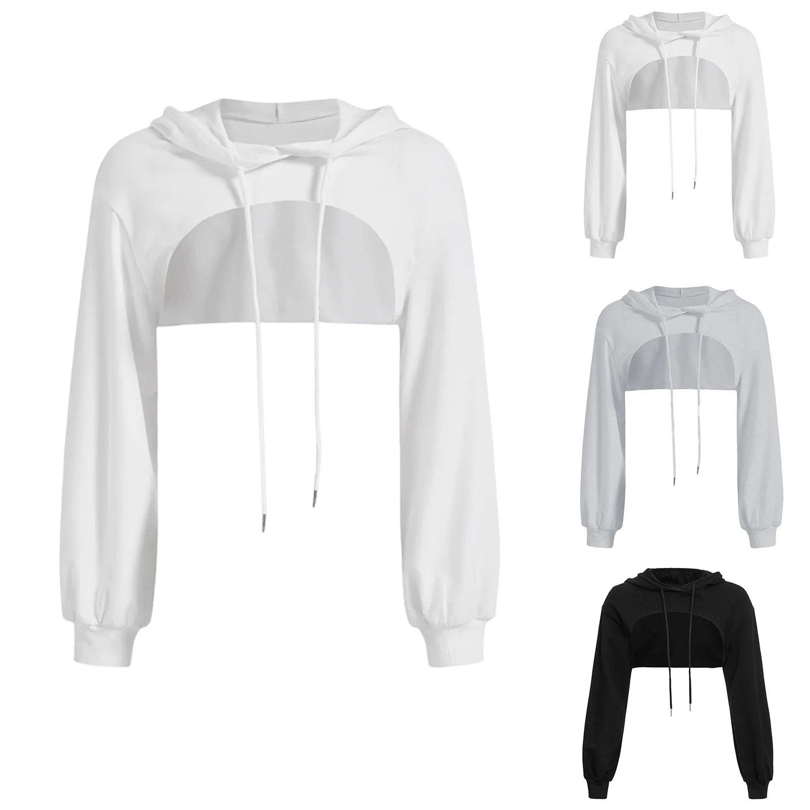 Fashion Female Hoodie Personality Irregular Crop Ultra Short Style Long Sleeve Top Female Drop Shipping Sweatshirt Y2k Clothes