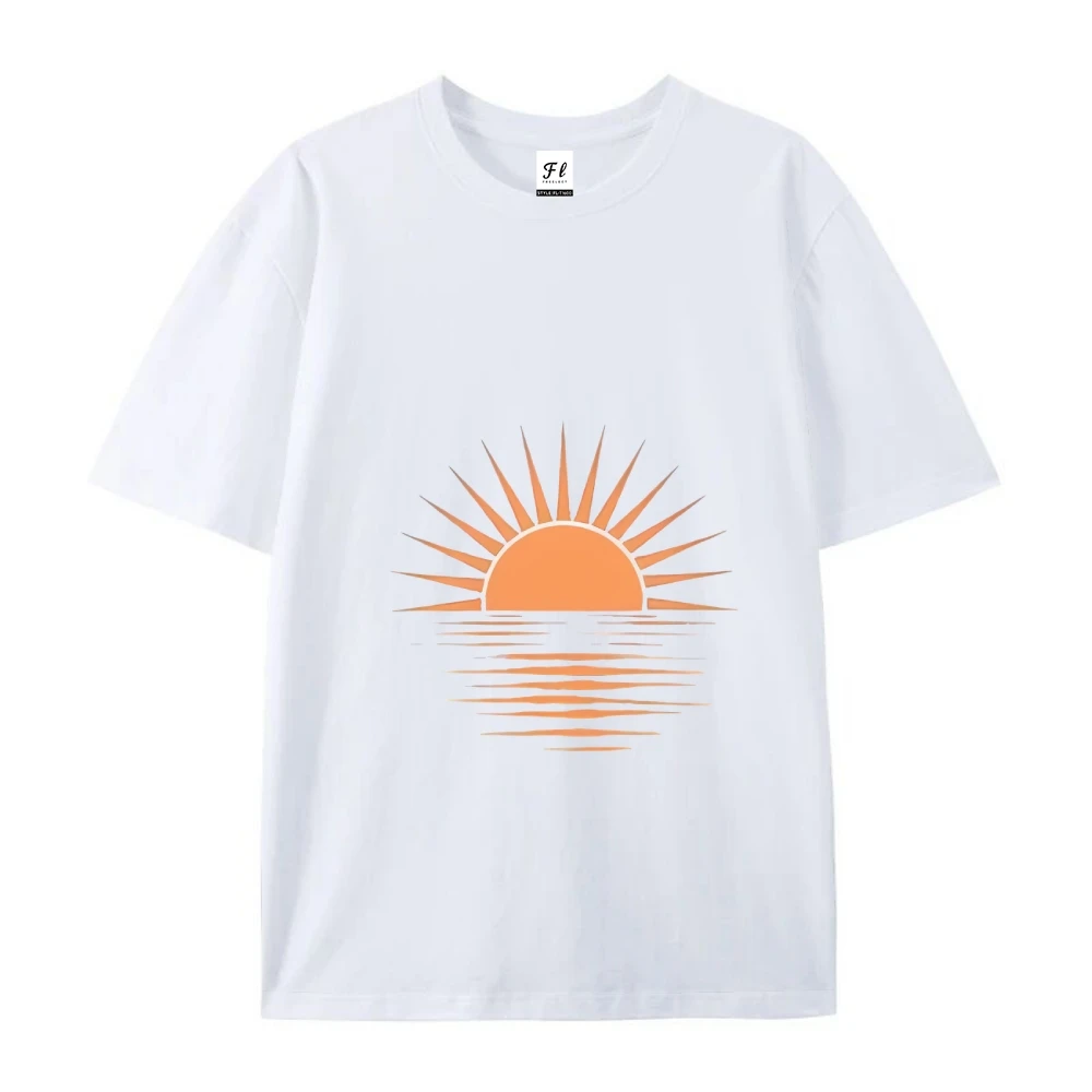 Luźna koszulka sportowa Sunset On The Coastline Printed Street Cotton Kawaii Short Sleeve Fashion Oversized Tops Women T-Shirts