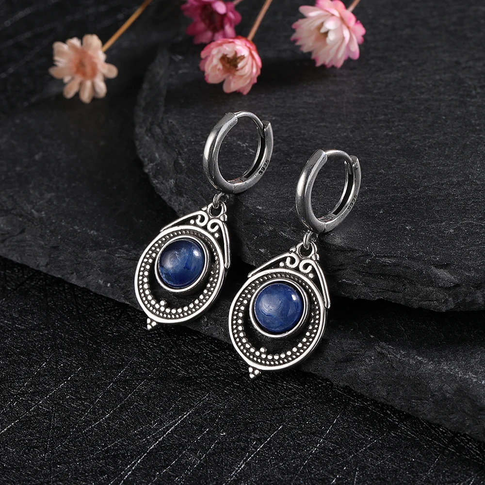 Variety of Gems Natural Kyanite 925 Silver Earrings for Women Fine Labradorite Jewelry Party Engagement Birthday Gift